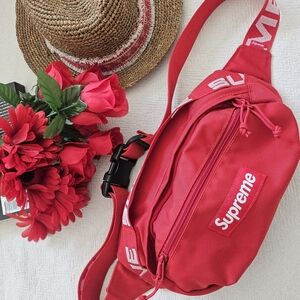 Supreme Waist Bag Red Cordura Repeat Logo Fanny Pack Bumbag